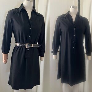 Vintage Saks Fifth Avenue Schrader Sport Black Long Sleeve Dress w/ French cuffs